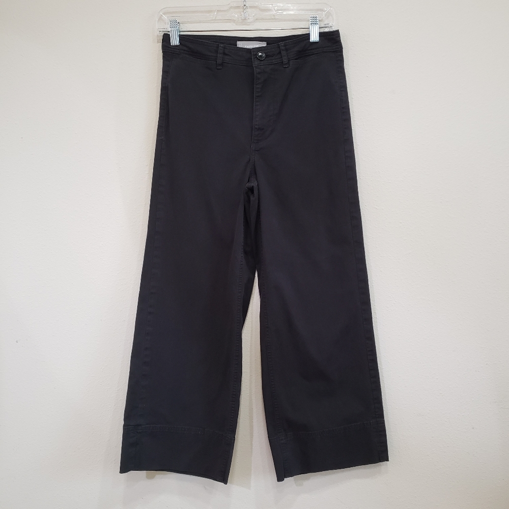 Everlane The Lightweight Wide Leg Cropped Chino Pants Women's Black Size 2